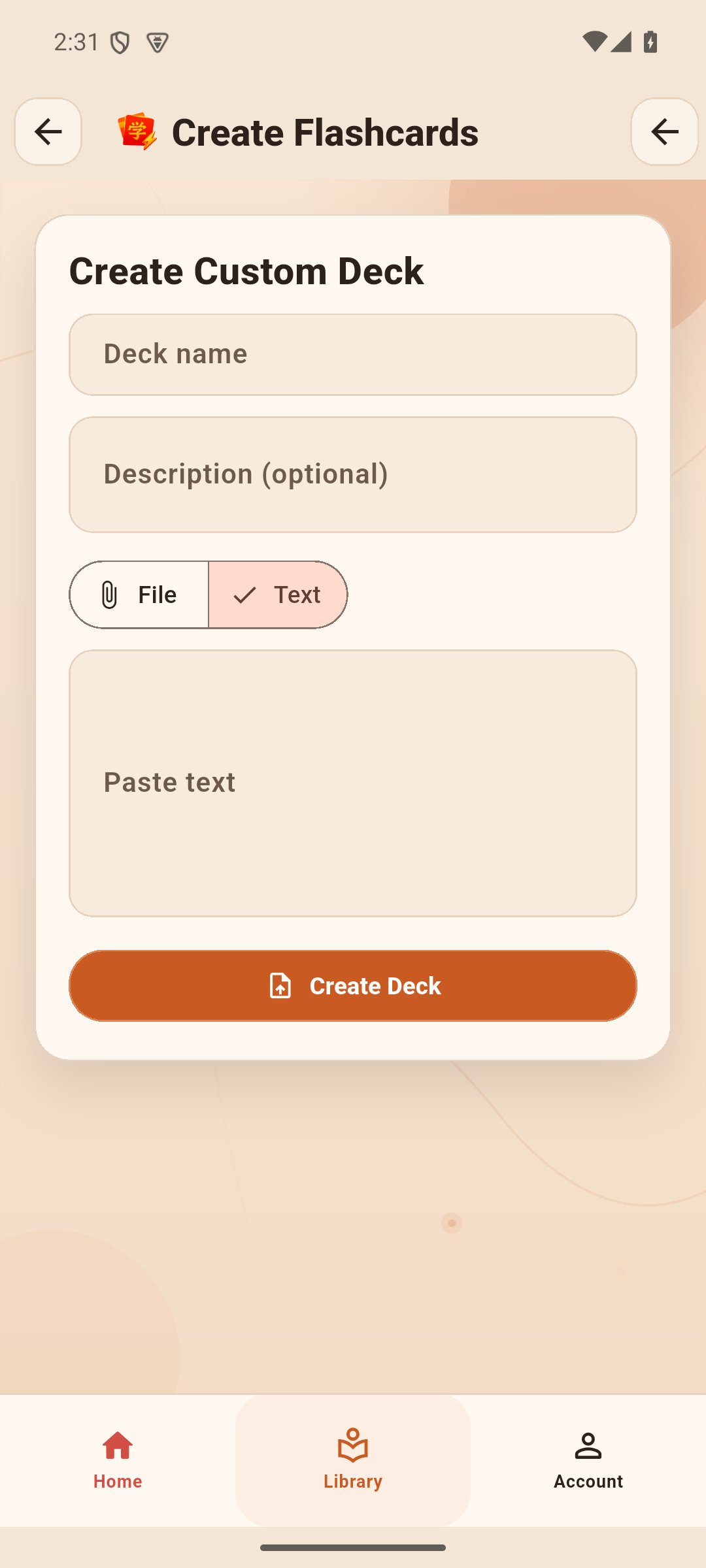 Flash Chinese create custom deck screen